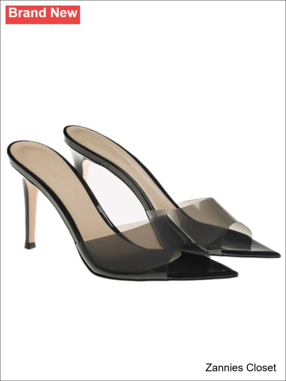 ✨WYUETRA Women's Clear Pointed Toe Slingback Stiletto Heel Sandals Open Toe